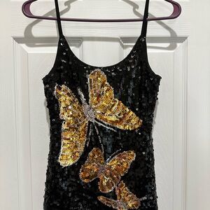 Love J Black and Gold Sequin Dress